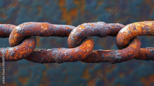 Close-Up of a Rusted Chain Revealing Its Textured Surface