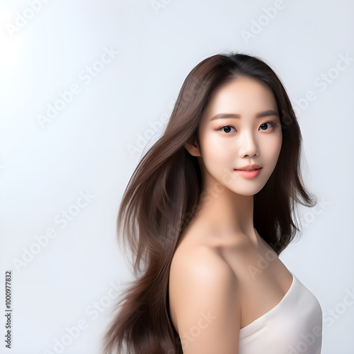 Elegant Asian Woman with Long Hair and Natural Beauty.