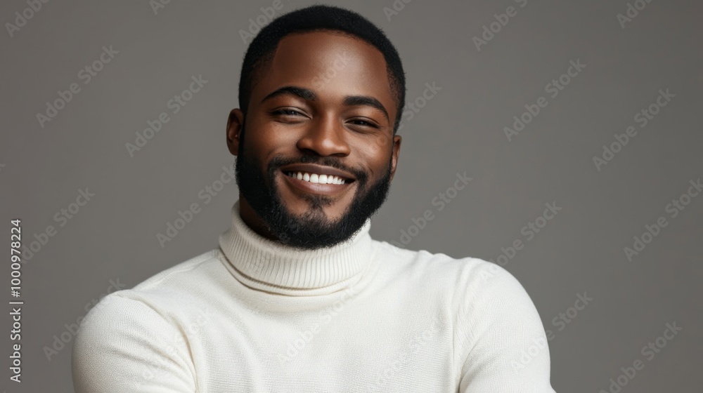 Obraz premium Portrait of a smiling man in a white turtleneck