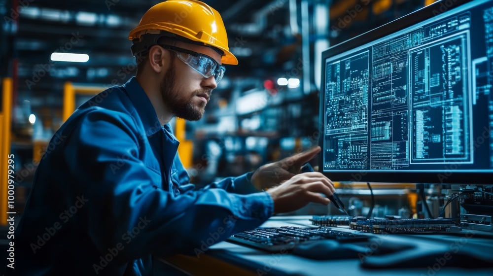 Engineer Working in Industrial Setting Engineer Working in Industrial Setting