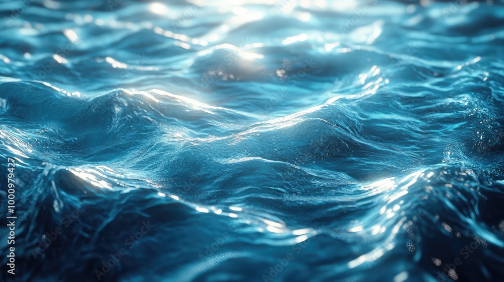 A dreamlike 3D design of the water bottom, surrounded by soft light and dynamic waves creating an enchanting atmosphere A dreamlike 3D design of the water bottom, surrounded by soft light and dynamic waves creating an enchanting atmosphere
