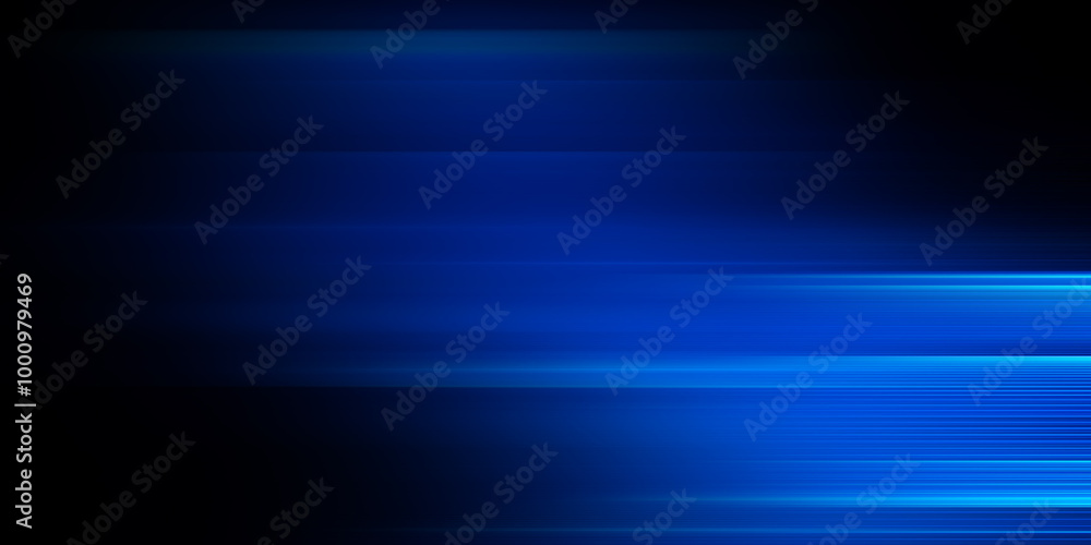 Motion light effect for banners. Blue lines. The effect of speed on a dark background Motion light effect for banners. Blue lines. The effect of speed on a dark background