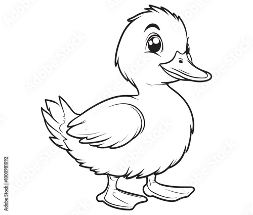 Duck and ducklings, Outline baby duck, Cute baby duck vector