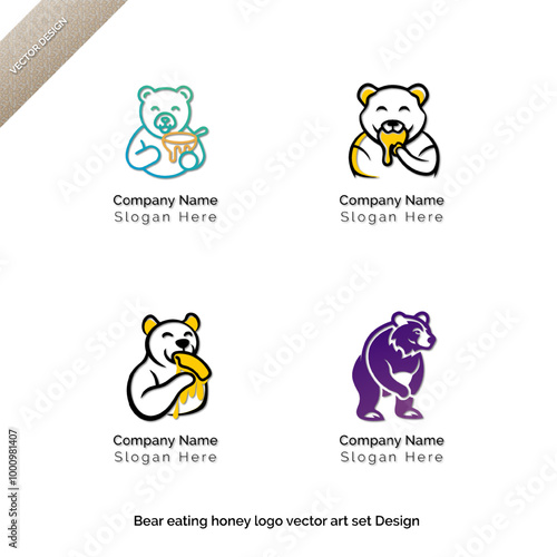 Honey Loving Bear & Solo Bear  Logo Vector Art Set Design