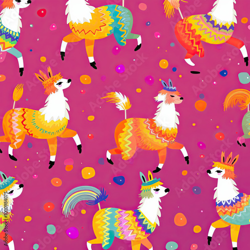 Beautiful Wallpaper with a Llama Design, Ideal Alpaca Poster or Graphic Resource for Creative Project, Ai Generative