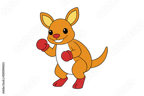 Kangaroo Boxing with Big Grin Animal Clipart Vector Illustration