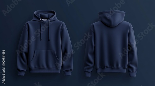 front and back navy hoodie mock up 