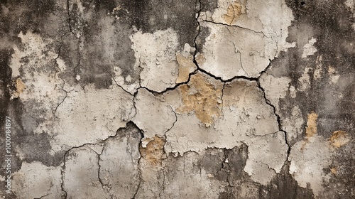 Close-up of a cracked and weathered concrete wall.