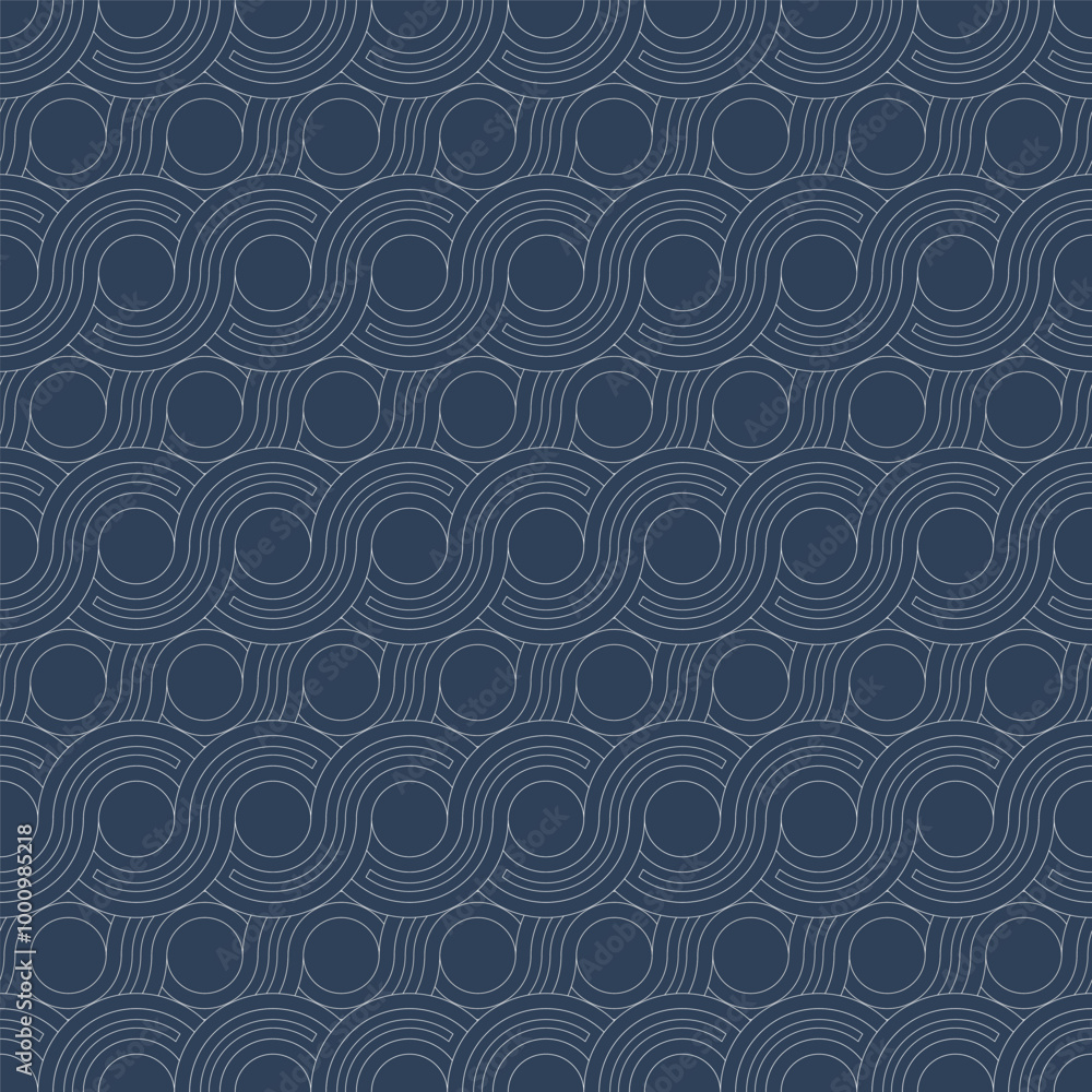 Fototapeta premium abstract geometric circle line seamless pattern white and blue color vector background template