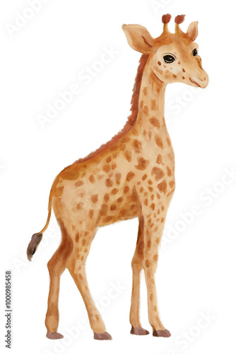 PNG baby giraffe watercolor element on transparent background