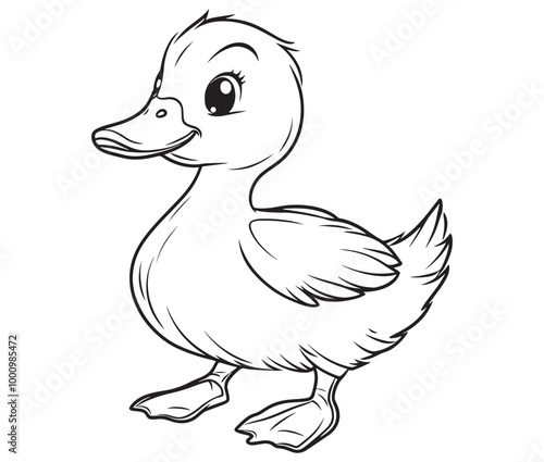 Duck and ducklings, Outline baby duck, Cute baby duck vector