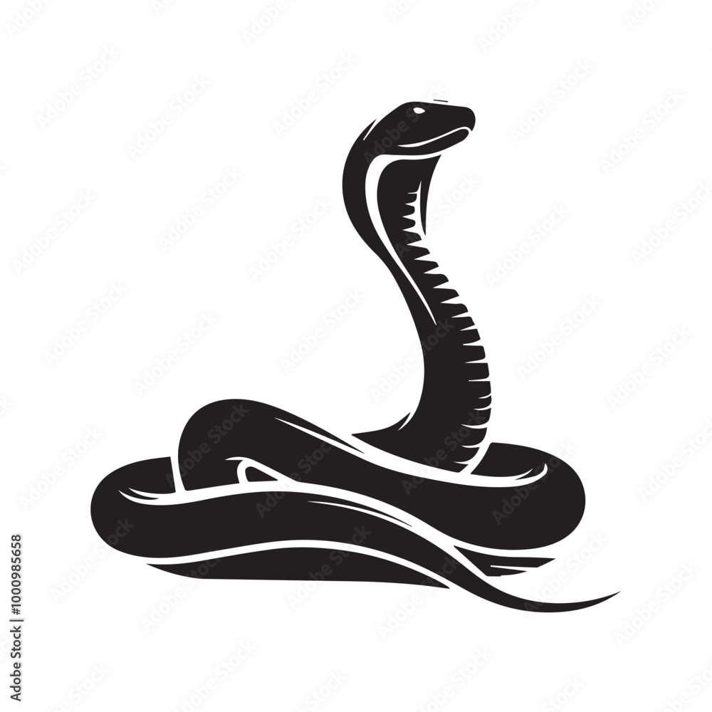 Fototapeta premium Snake Vector illustration in black and white - Snake Reptile silhouette Design 