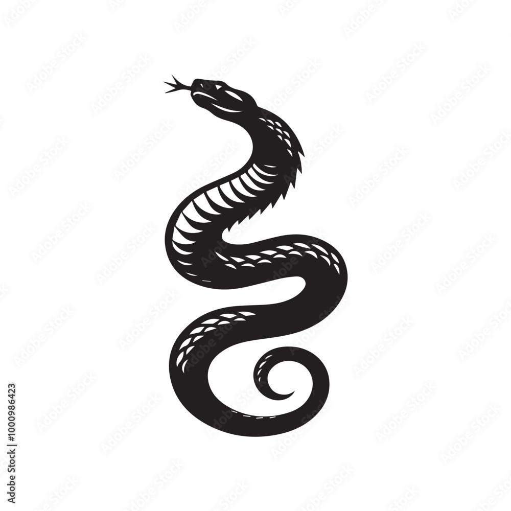 Fototapeta premium Snake Vector illustration in black and white - Snake Reptile silhouette Design 