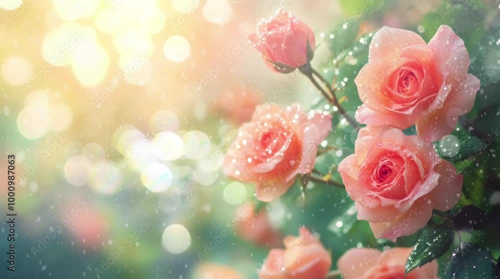 pink roses on the background forest. Virtual 4K video animation background with looping time lapse with very smooth graphics. pink roses on the background forest. Virtual 4K video animation background with looping time lapse with very smooth graphics.
