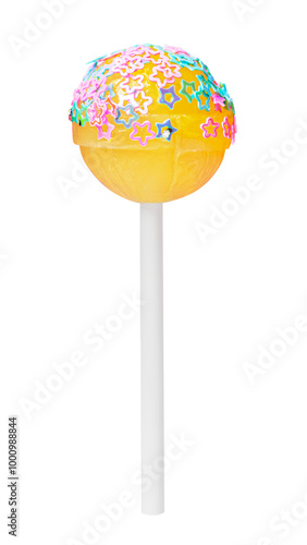 Obraz na plátně Yellow lollipop star glitter png, transparent background