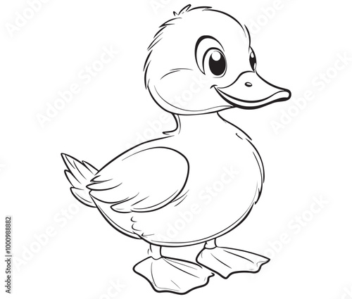 Duck and ducklings, Outline baby duck, Cute baby duck vector