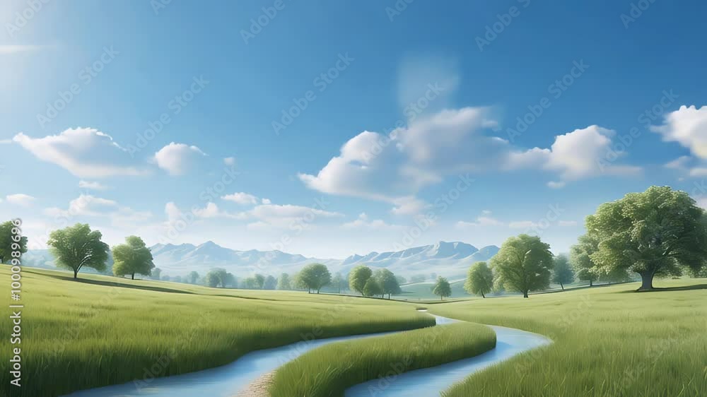 Photo Realistic Serene Countryside Scene with Clear Blue Sky � Ideal Background for Business Presentations Photo Realistic Serene Countryside Scene with Clear Blue Sky � Ideal Background for Business Presentations