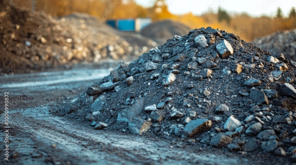 Pile of Asphalt Concrete Mix Materials at Plant Site Pile of Asphalt Concrete Mix Materials at Plant Site