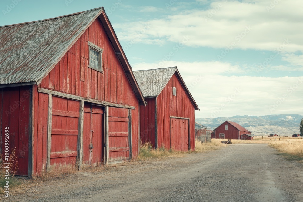 New Rustic Themed Warehouse and Farm Buildings in Vintage Outdoor Setting New Rustic Themed Warehouse and Farm Buildings in Vintage Outdoor Setting