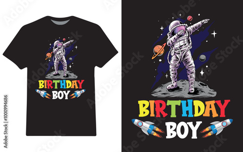 Birthday boy astronaut t-shirt design