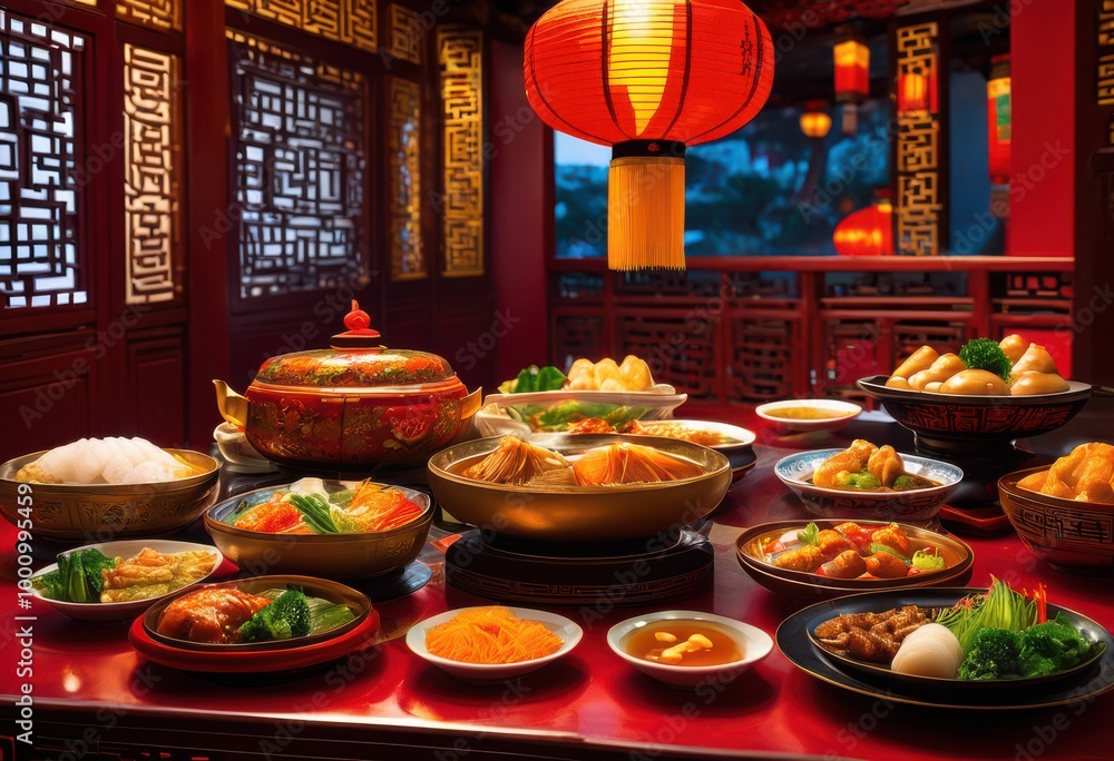 artistic vibrant close colorful display chinese cuisine featuring diverse dishes presented alluring arrangement, appetizing, basket, beef, bowl, bright artistic vibrant close colorful display chinese cuisine featuring diverse dishes presented alluring arrangement, appetizing, basket, beef, bowl, bright