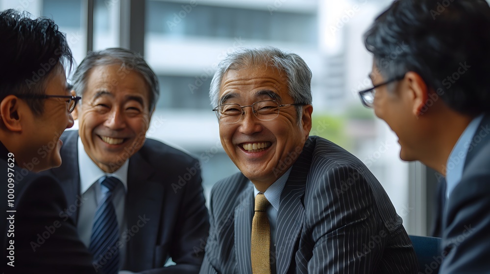 笑顔のシニア日本人ビジネスマンチーム 笑顔のシニア日本人ビジネスマンチーム
