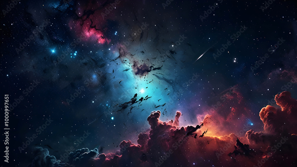 Fototapeta premium Deep space. High definition star field background . Starry outer space background texture . Colorful Starry Night Sky Outer Space background