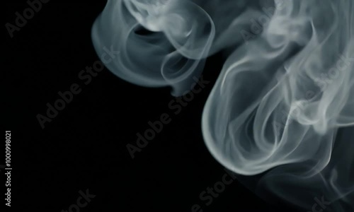 White smoke billows on a black background. Generative AI