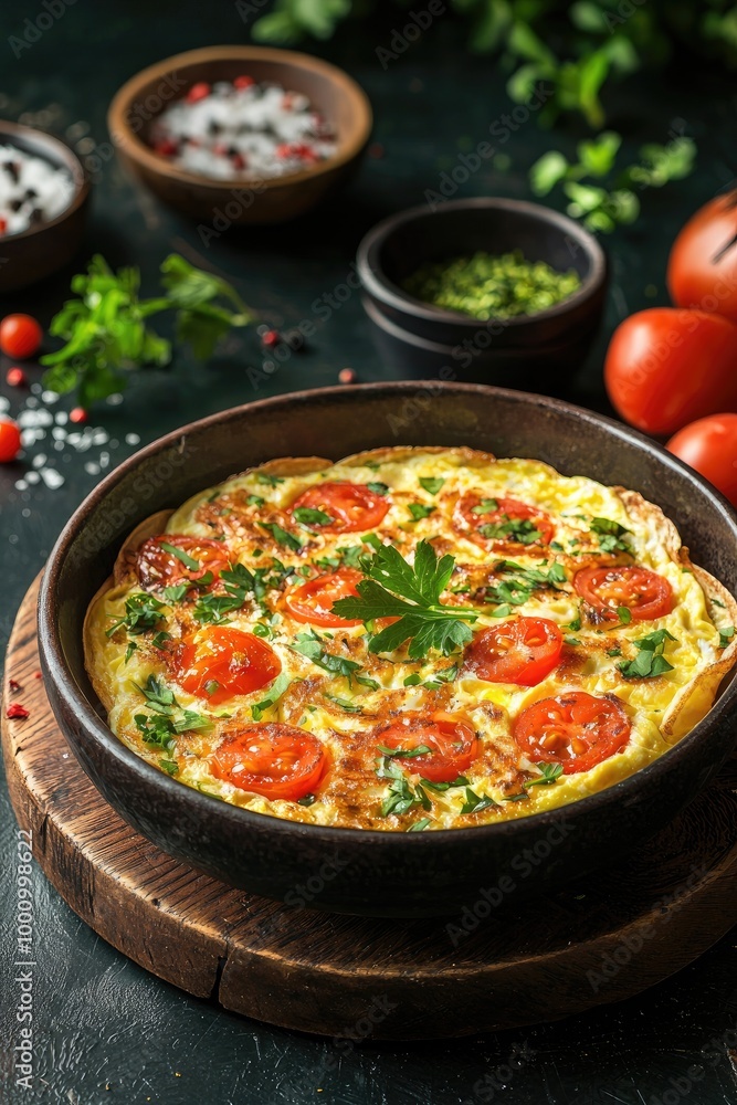 omelet in a plate on the table. Selective focus omelet in a plate on the table. Selective focus