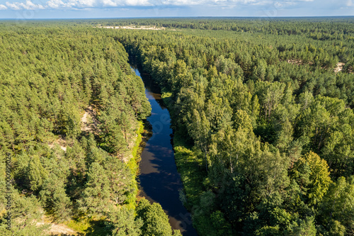 Aerial view of river Irbe in Irbene, Latvia, Summer 2024