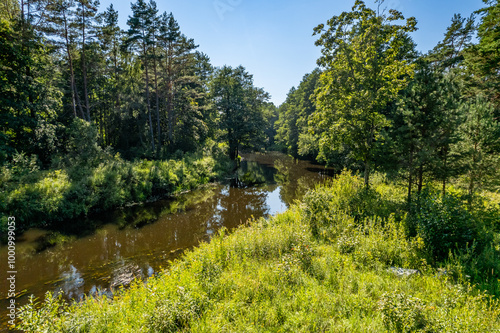 Aerial view of river Irbe in Irbene, Latvia, Summer 2024