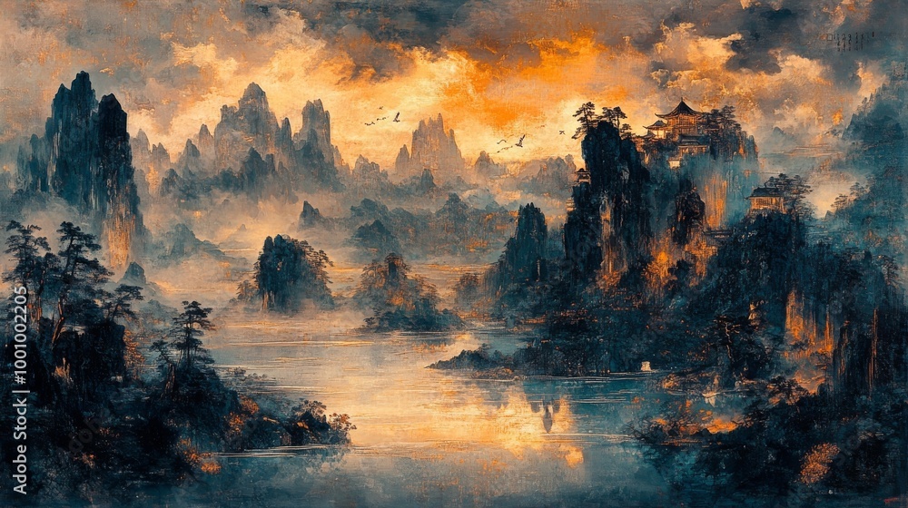 Fototapeta premium sunset in the mountains