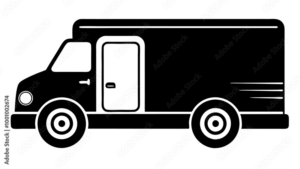 Delivery Truck icon silhouette on white background Delivery Truck icon silhouette on white background