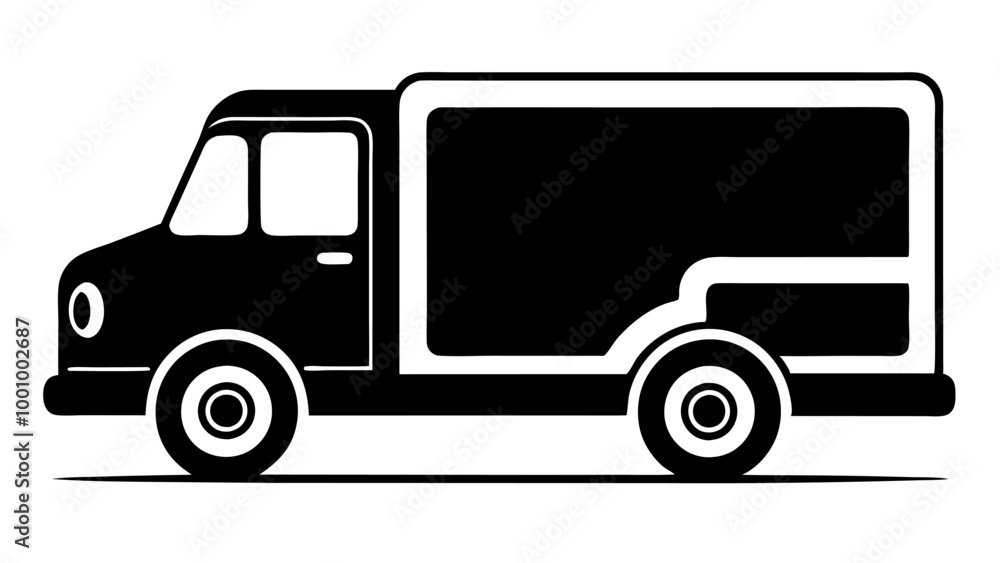 Delivery Truck icon silhouette on white background Delivery Truck icon silhouette on white background