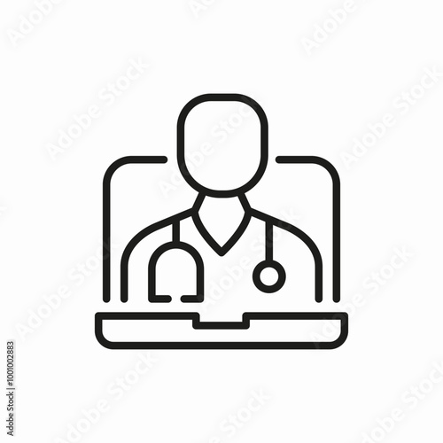 doctor video meeting icon sign vector