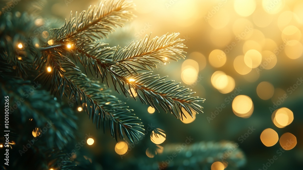 Christmas Tree Branch with Soft Golden Lights Christmas Tree Branch with Soft Golden Lights