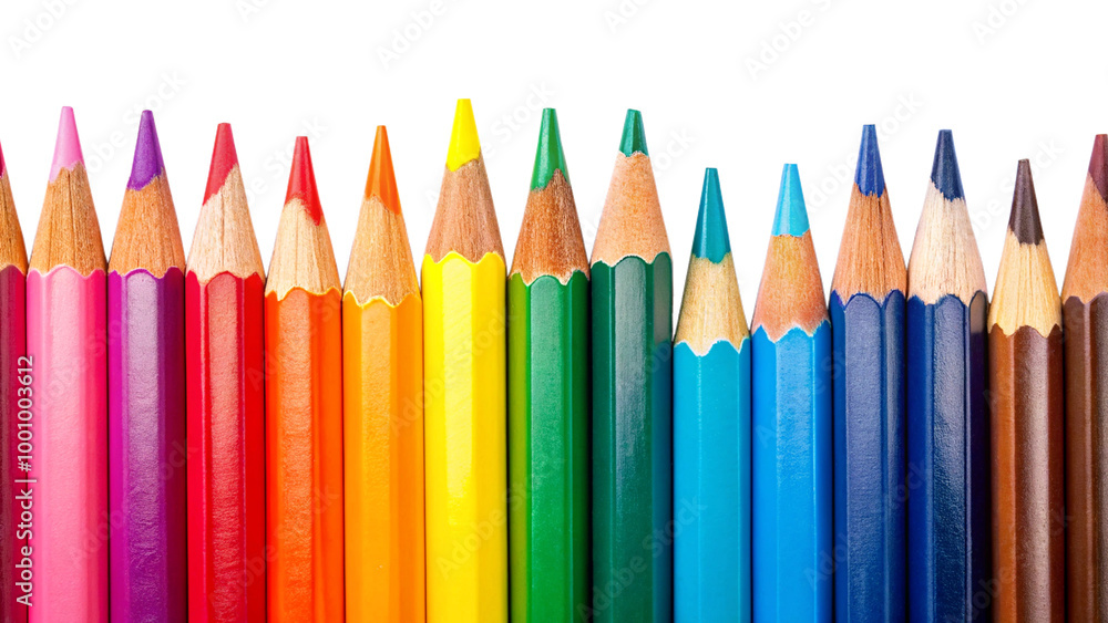 Colored pencils in a row isolated on white background Colored pencils in a row isolated on white background
