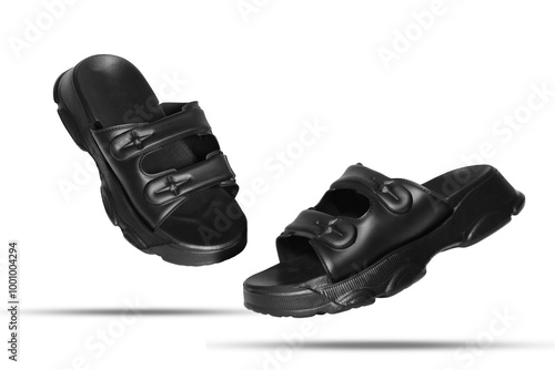 black women slippers isolated on white background. mock up product