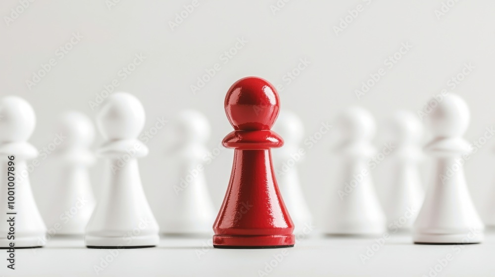 Red Chess Piece Standing Out From White Pieces Leadership Success Strategy Business C Red Chess Piece Standing Out From White Pieces Leadership Success Strategy Business C