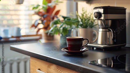 Wallpaper Mural A modern pot of coffee and a cozy cappuccino mug on a cooking desk Torontodigital.ca