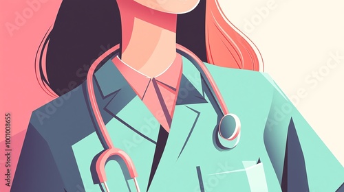 A professional doctor with a stethoscope, symbolizes healthcare and medical expertise. Perfect for medical-themed projects. photo