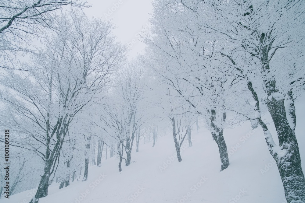 Fototapeta premium Snow-Covered Trees in a Winter Forest