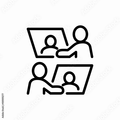 online meeting on pc icon sign vector