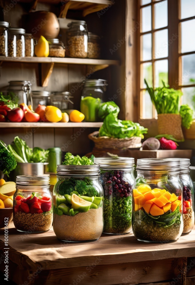 vibrant colorful meal prep jars overflowing fresh ingredients including grains healthy eating, kitchen, organization, preparation, glass, containers, storage vibrant colorful meal prep jars overflowing fresh ingredients including grains healthy eating, kitchen, organization, preparation, glass, containers, storage