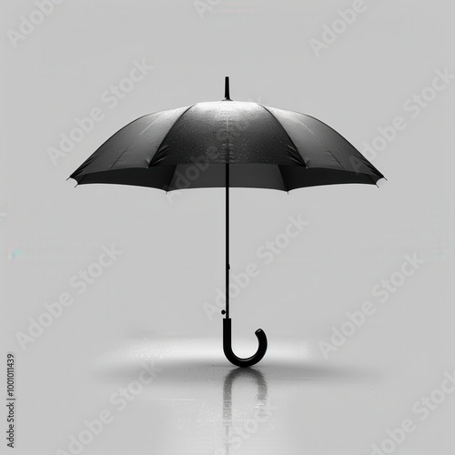 a black umbrella on a gray background, fashion design, artistic, accessory, wallpaper, background