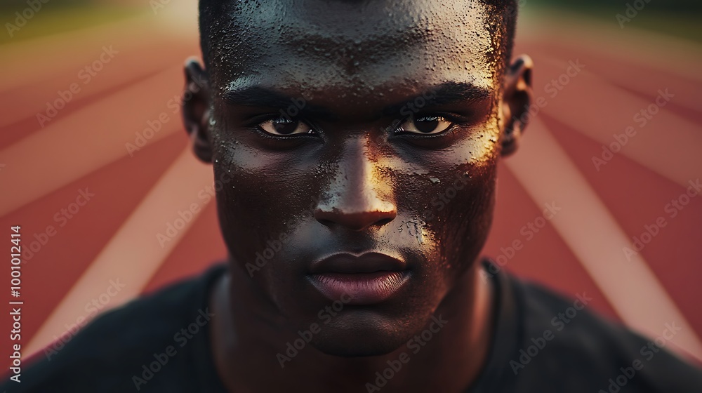 Intense focus of a young athlete after a race Intense focus of a young athlete after a race