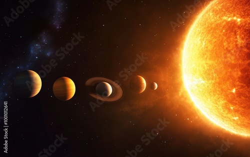 Planets of the solar system orbiting the sun