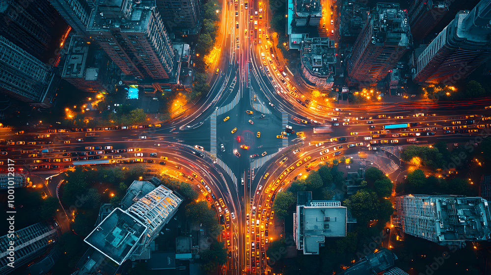 Aerial View of City Traffic on an Overpass at Night
Aerial View of City Traffic on an Overpass at Night