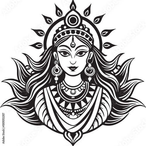 Navratri line art vector