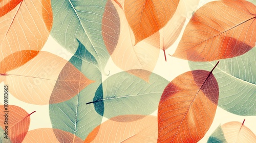 Beautiful array of colorful leaves in vibrant shades, creating a stunning natural pattern suitable for various design projects.